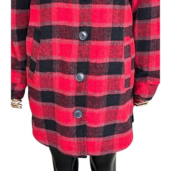 C&C California Red Black Buffalo Plaid Jacket Women's Size Medum - Picture 7 of 11